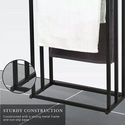 Luxury Metal Floor Towel Rack Freestanding Bathroom Storage Organizer Stand