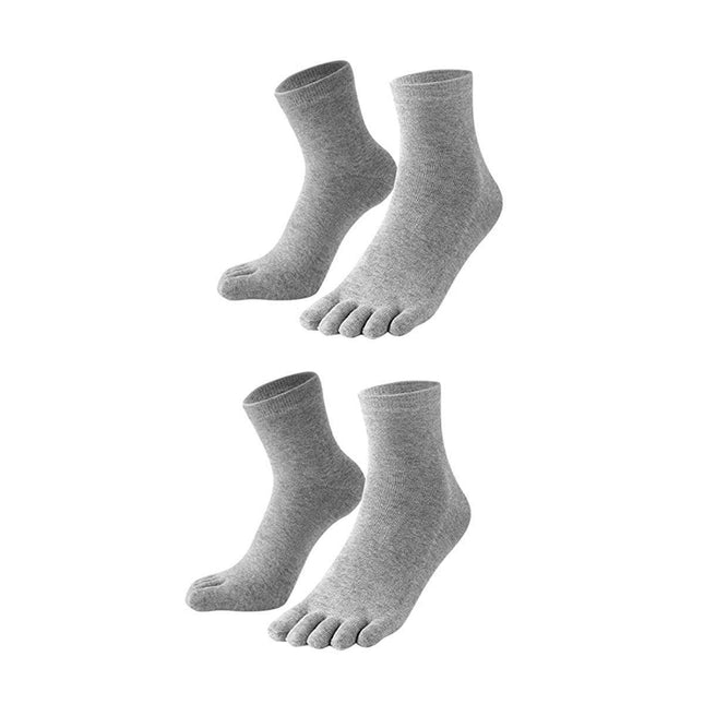 2Pairs Soft Sport Running Five Finger Toe Sock Elastic Short Solid Sock Men Grey