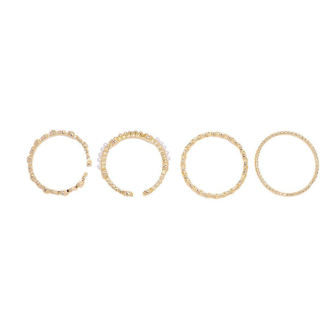 4pcs Simple Design Sense Rings Elegant and Modern Jewelry Set for Advanced Style
