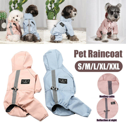 Outdoor Reflective Waterproof Dog Raincoat Breathable Four Legged Pet Jacket