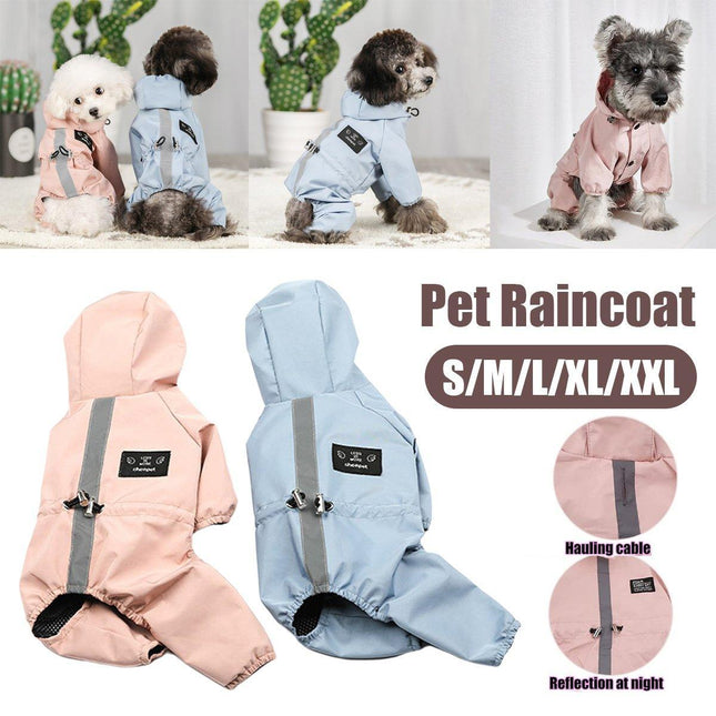 Outdoor Reflective Waterproof Dog Raincoat Breathable Four Legged Pet Jacket