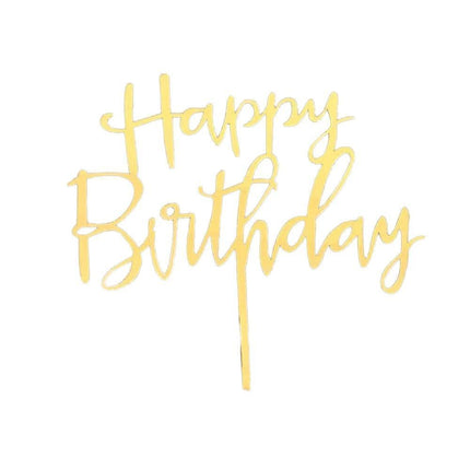 Elegant Acrylic Happy Birthday Cake Topper Decoration Card for Party Supplies