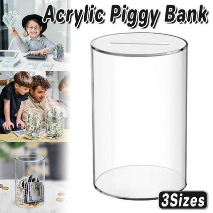 Acrylic Transparent Piggy Bank Savings Box Unbreakable Money Coin Storage Bank