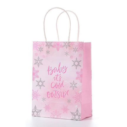 30pcs Pink Romantic Flower Tote Bag Cowhide Paper Elegant Design Gift Bag