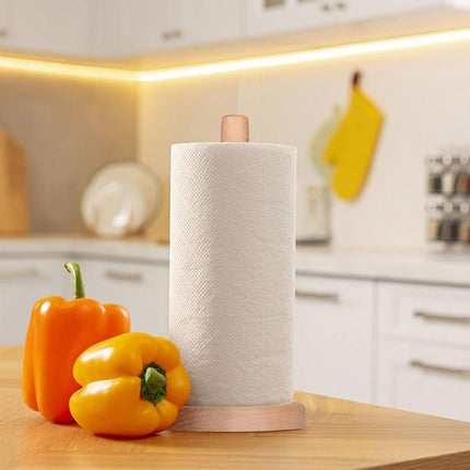 Beech Wood Vertical Paper Roll Holder Creative Kitchen Tissue Rack Storage Stand