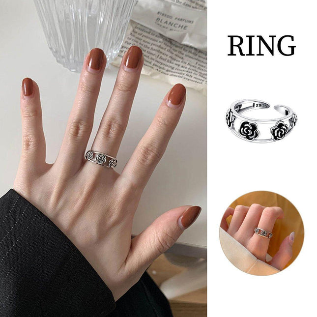 Vintage Rose Open Ring Adjustable Fashion Jewelry Women Girls Party Wear