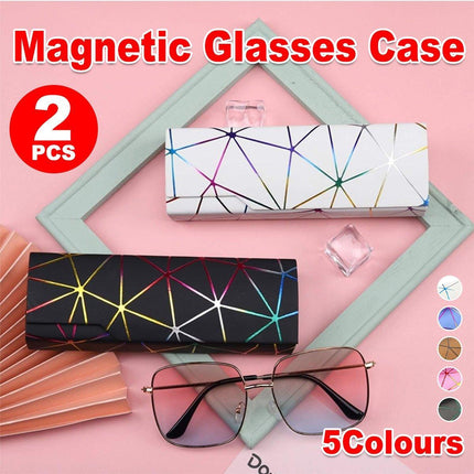 2PCS Lattice Pattern Glasses Case with Snap Closure and Anti-pressure Design
