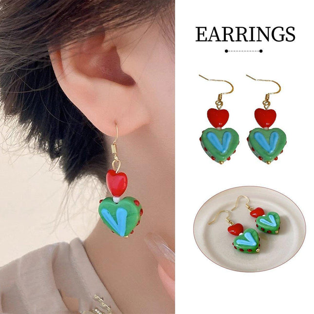 Vintage Contrasting Love Earrings Fashion Jewelry Women Romantic Accessories