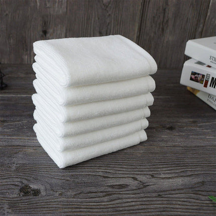 6PCS Hotel Cotton Face Towel White Soft Square Cloth Beauty Salon KTV Thick Wash