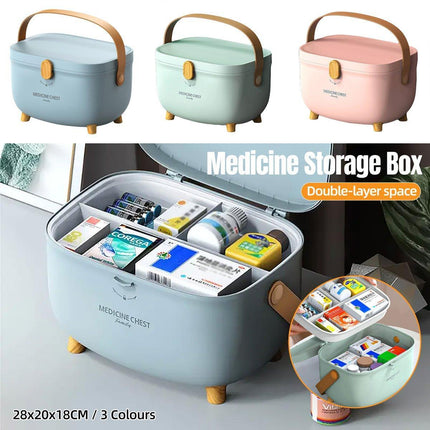 2 Layer Portable First Aid Kit Emergency Medicine Chest Organizer Storage Box