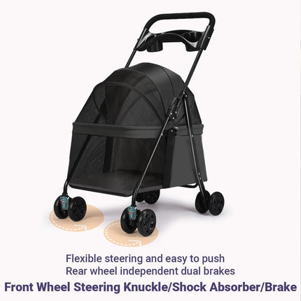 Lightweight Pet Stroller for Cats and Small Dogs Easy Fold Portable Travel Use