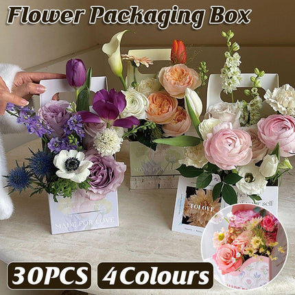 30pcs Flower Handheld Box Folding Gift Packaging Box Floral Bouquet Wrapping