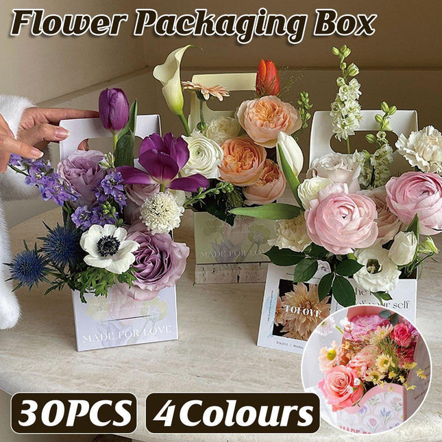 30pcs Flower Handheld Box Folding Gift Packaging Box Floral Bouquet Wrapping