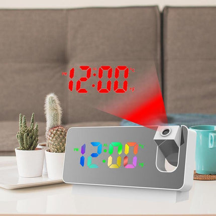 LED Digital Smart Alarm Clock Projection Temperature Time Projector LCD Display - Aimall