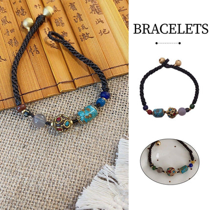 Ethnic Style Handmade Bracelet Color Stone Sky Bead Fashion Round Bead Bracelet