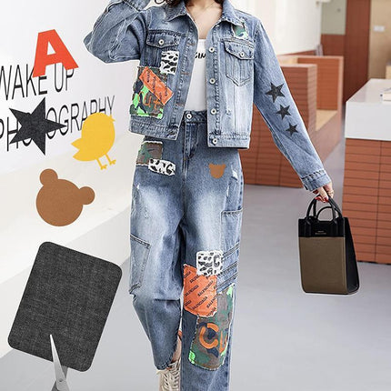 26X Solid Colour Twill Fabric Patch Kits Repair T-shirt Jeans Clothes Knee Hole - Aimall