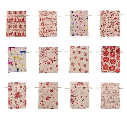 10Pcs Christmas Cookie Candy Treat Gift Bags Xmas Party Wrapping Drawstring Bag - Aimall