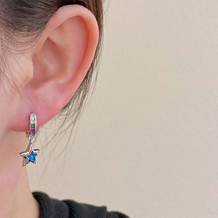 Star Hollow Circle Earrings Elegant Simple Design Fashion Jewelry for Women