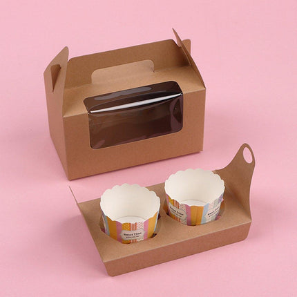 25pcs Portable Cupcake Packaging Box with Transparent Window for Easy Opening