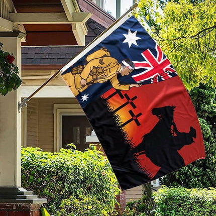 Lest We Forget Flag Australian War Horse Flag ANZAC Day Remembrance Flag - Aimall