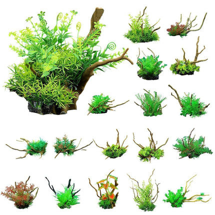 Aquarium Landscaping Decoration Artificial Wood and Plants Fish Tank Ornament