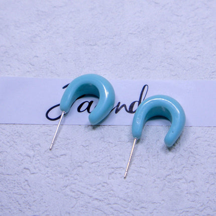 Candy Colour Letter C Stud Earrings Minimalist Design Fashion Jewellery Women
