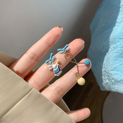 Cute Bunny Asymmetrical Earrings Sweet Jewelry Women Fashion Accessories