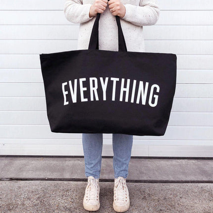 Large Canvas Black Tote Bag Reusable Shoulder Shopping Travel Bag