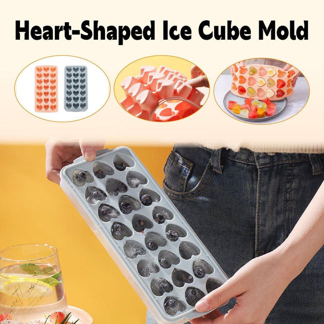 21 Grids Pink and Blue Heart Shaped Silicone Cube Tray Food Grade Ice Block Mold