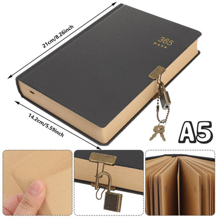 2pcs A5 Kraft Paper Blank Notebook 365 Days Planner Handbook for Writing Notes