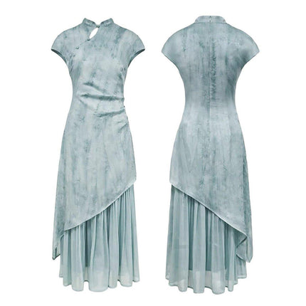 New Retro Chinese Style Slim Fit Cheongsam Dress Wrap Hip Long Skirt Feminine