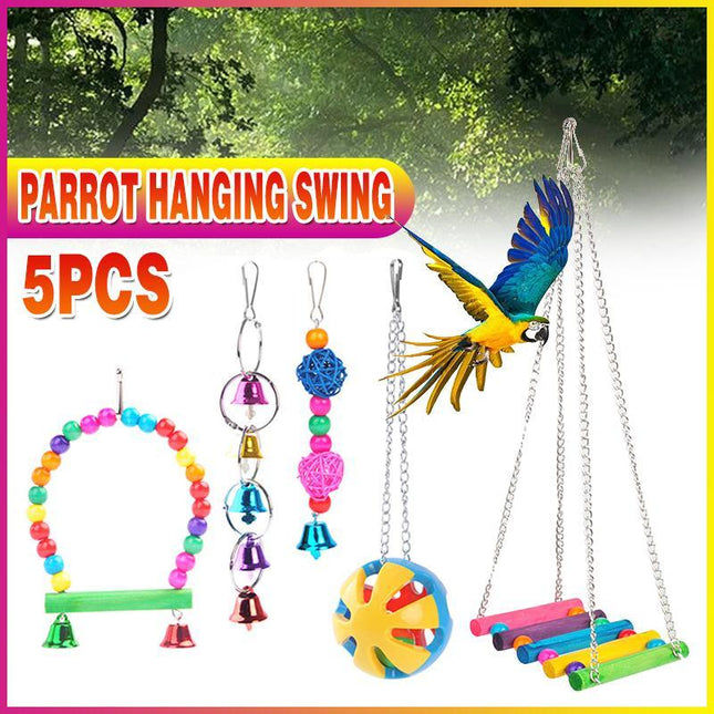 5PCS Parrot Hanging Swing Bird Toy Harness Cage Ladder Parakeet Cockatiel Budgie - Aimall