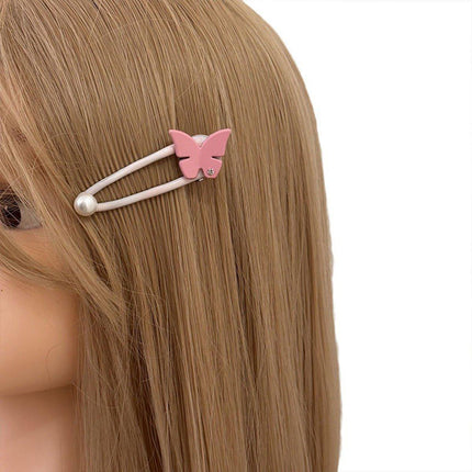 Simple and Cute Pink Metal Letter Hair Clip Accessory for Women and Girls