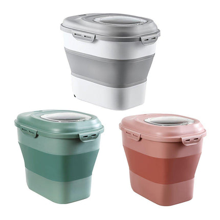 Folding Rice Flour Grain Bucket Moisture Insect Proof Large Storage Pet Dog - Aimall
