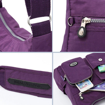 Purple Shoulder Bag Nylon Fabric Crossbody Travel Bag for Women Casual Use