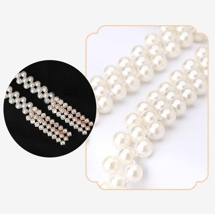 Women's Bead Chain Belt Pearl Waist Chain Dress Decorative Belt Waistband 8C - Aimall