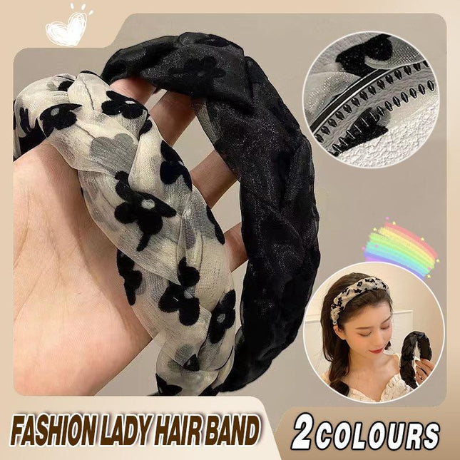 Non-slip braid Hair Accessories Hair Hoop Bands Women Girl Flower Headband Party - Aimall