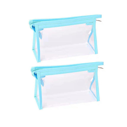 2PCS Transparent Zipper Pencil Case Cosmetic Pouch Pen Storage Bag for Girls