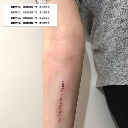 Devil Does Not Sleep English Tattoo Darkly Temporary Body Art Sticker Waterproof - Aimall