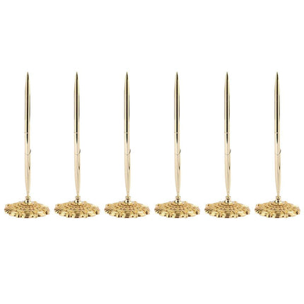6pcs Black Ballpoint Pen Set Plum Blossom Base Office Desk Signature Writing Pen