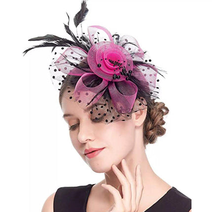 Vintage Accessories Mesh Veil Headpiece Feather Floral Headwear for Women Party