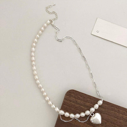 Sweet Love Heart Necklace Tassel Chain Asymmetric Collarbone Jewelry for Women