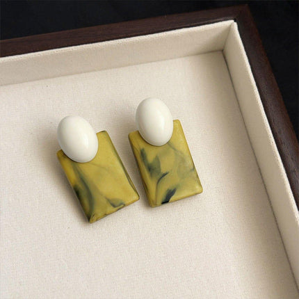 Green Square Vintage Earrings Retro Style Jewellery Women Girls Fashion Gift