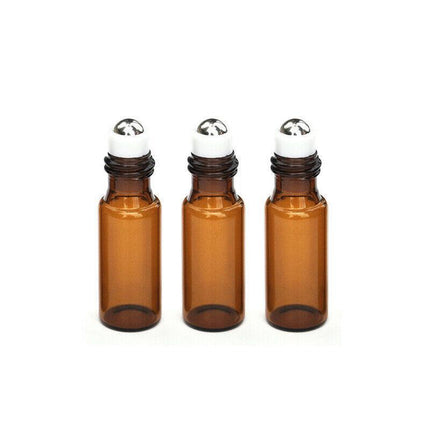 5ml Roller Rollerball Perfume Essential Oil Roll On Ball Amber Glass Bottle - Aimall