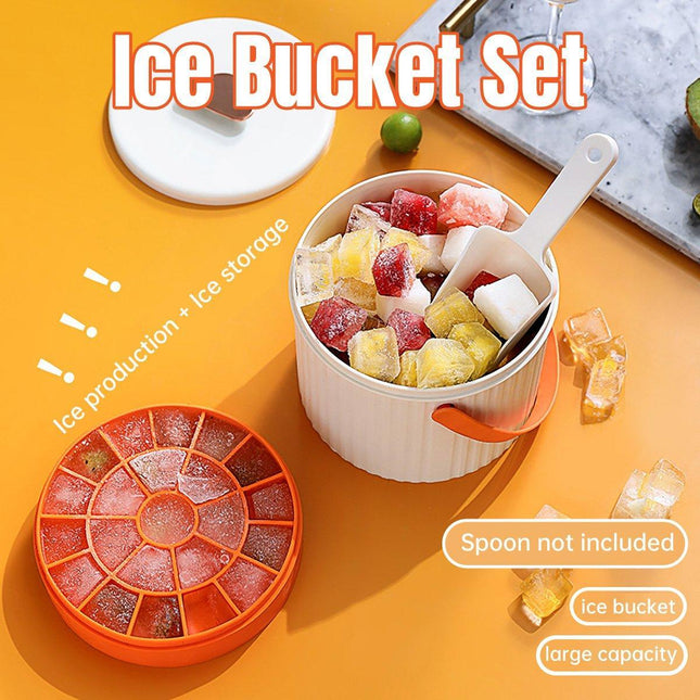 Silicone Ice Cube Mold Tray Ice Maker with Storage Box for Freezer Reusable Mold