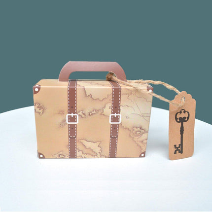 50PCS Vintage Travel Map Candy Boxes Gift Packaging Retro Luggage Design Party