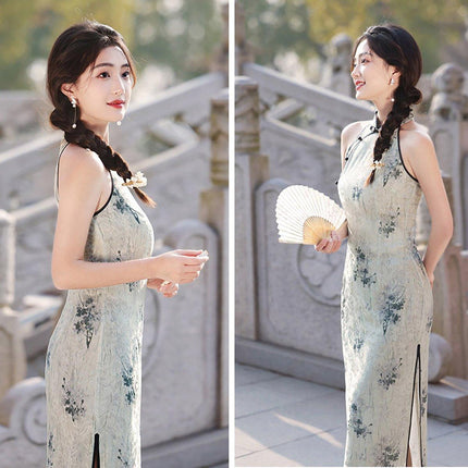 Sleeveless improved Retro Jacquard New Chinese Style Waist Women Cheongsam