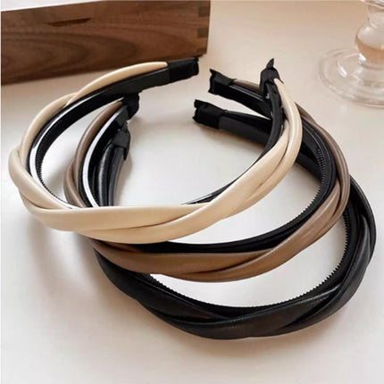 NEW Women Girls Boho Chic Braided Synthetic leather Hair Headband Head Band hoop - Aimall