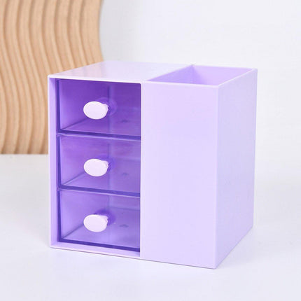 2IN1 Pumping Pen Container Storage Box Cosmetic Drawer Office Organizer Box