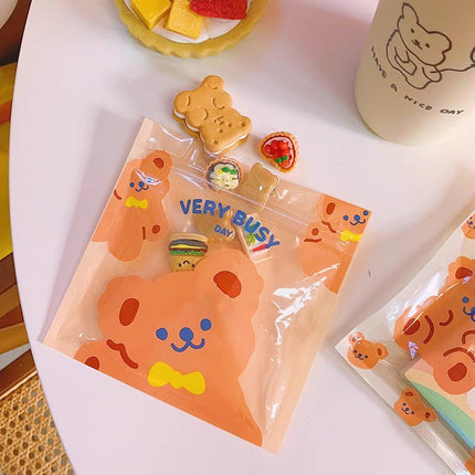 100pcs Cute Cartoon Ziplock Bags for Snacks Candy Cookies Plastic Storage Bags
